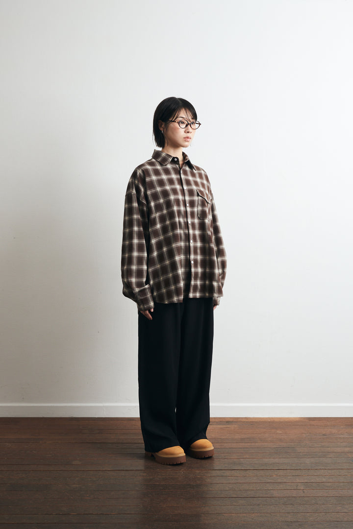 One Pocket City Ombre Check Shirt - Brown