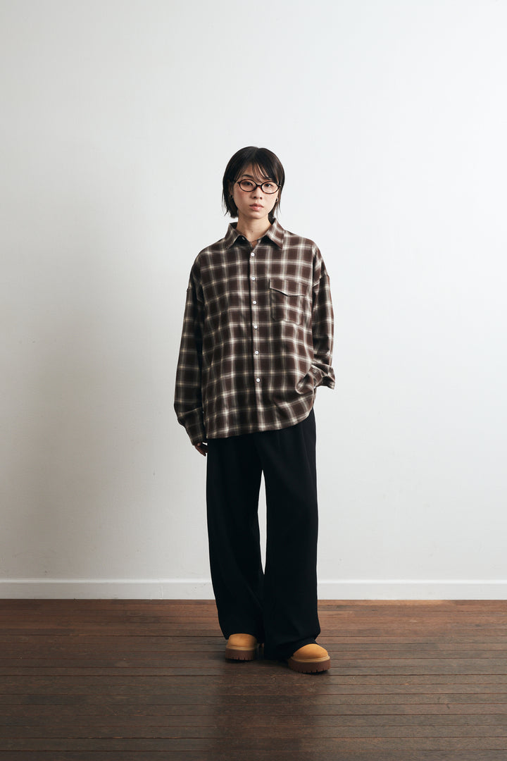 One Pocket City Ombre Check Shirt - Brown