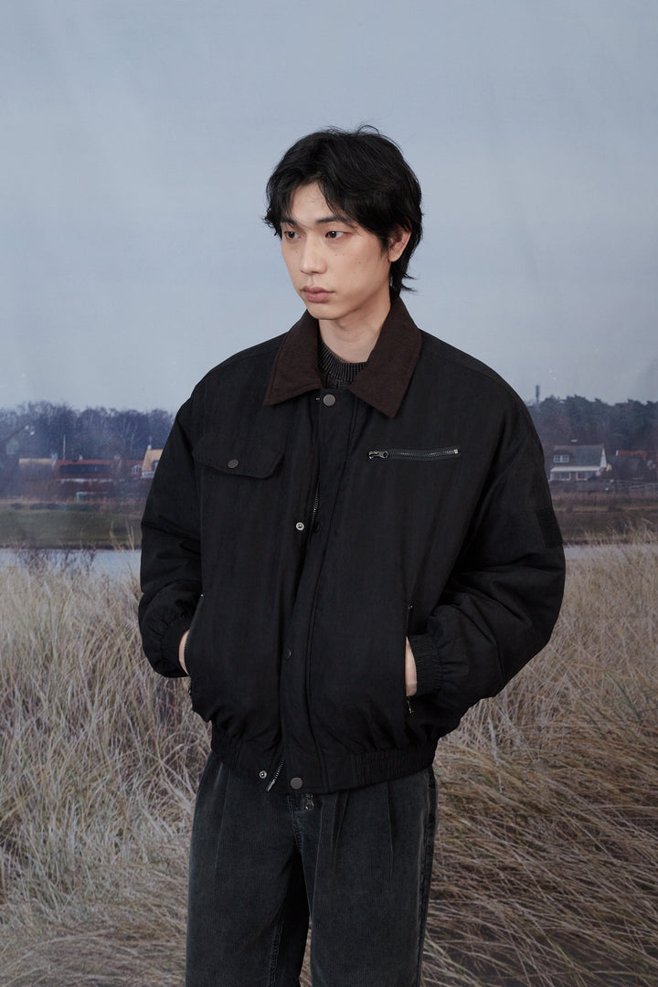 B-15 Bomber Padded Work Jacket - BLACK