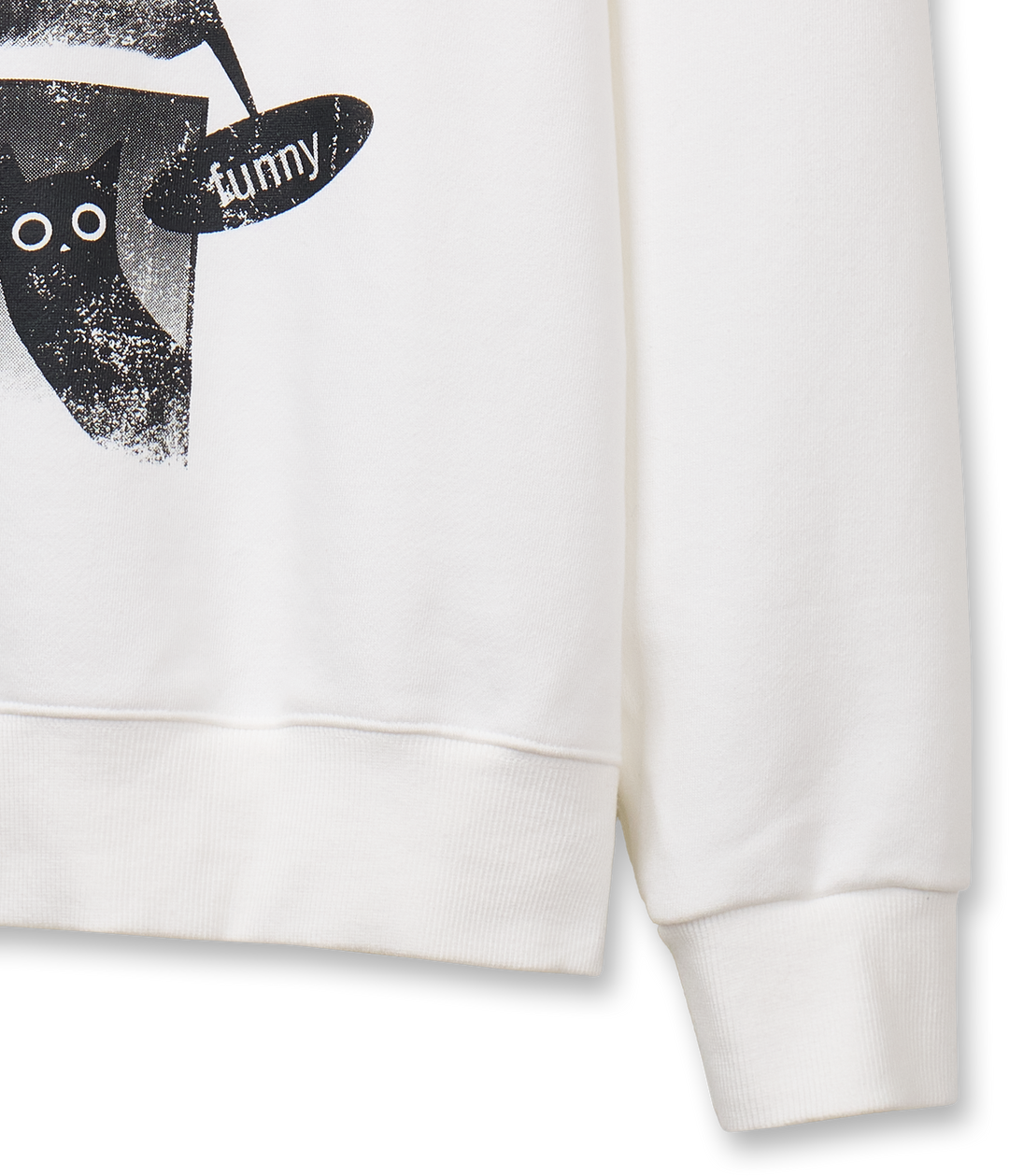 Sweety Cat Pigment Man to Sweatshirt -  White