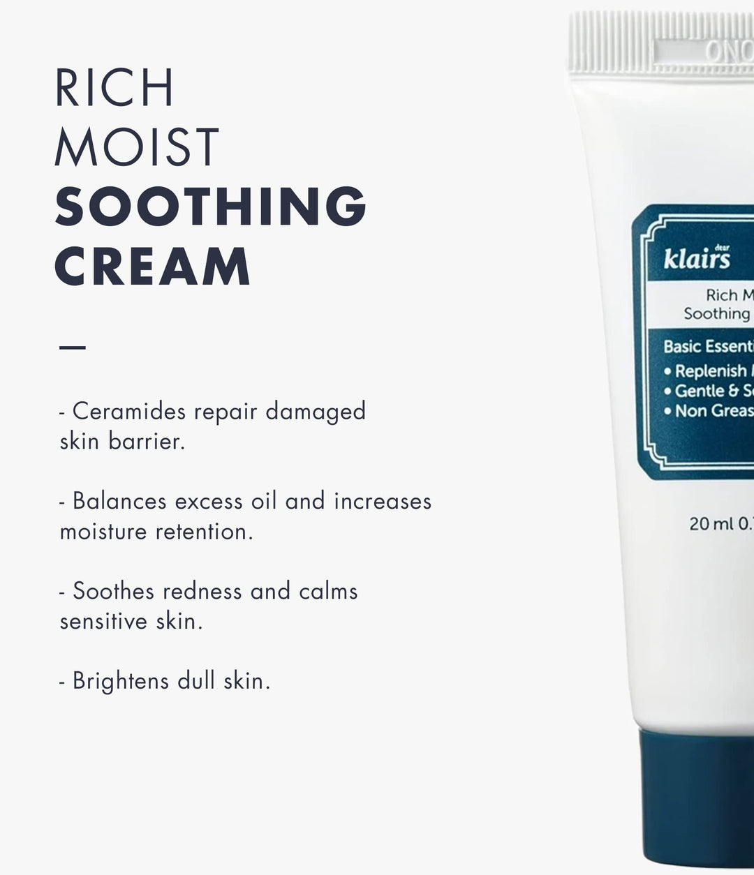 Dear Klairs Rich Moist Soothing Cream 20ml, 0.71oz
