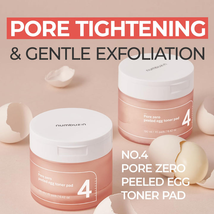 numbuzin No.4 Pore Zero Peeled Egg Toner Pad 60 Pads, 6.42 fl. oz