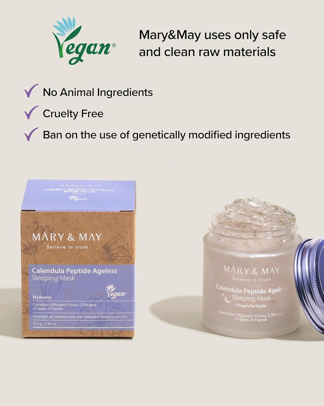 Mary&May Vegan Calendula Peptide Ageless Sleeping Mask 3.7 fl.oz.