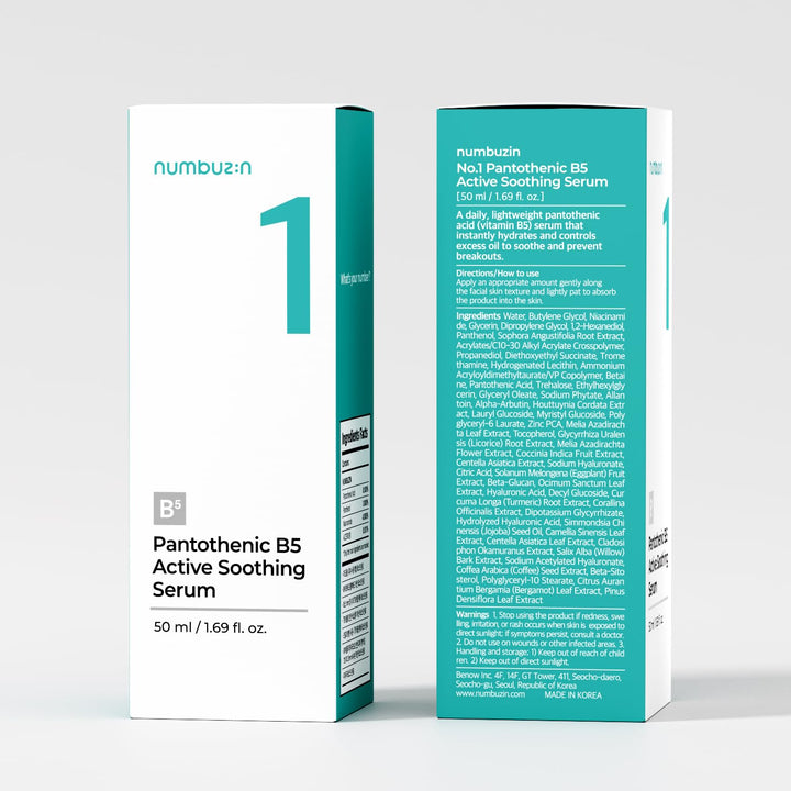 numbuzin No.1 Pantothenic B5 Active Soothing Serum 50ml, 1.69 fl. oz.