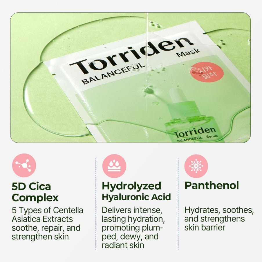 BALANCEFUL Cica Facial Masks 10 sheets