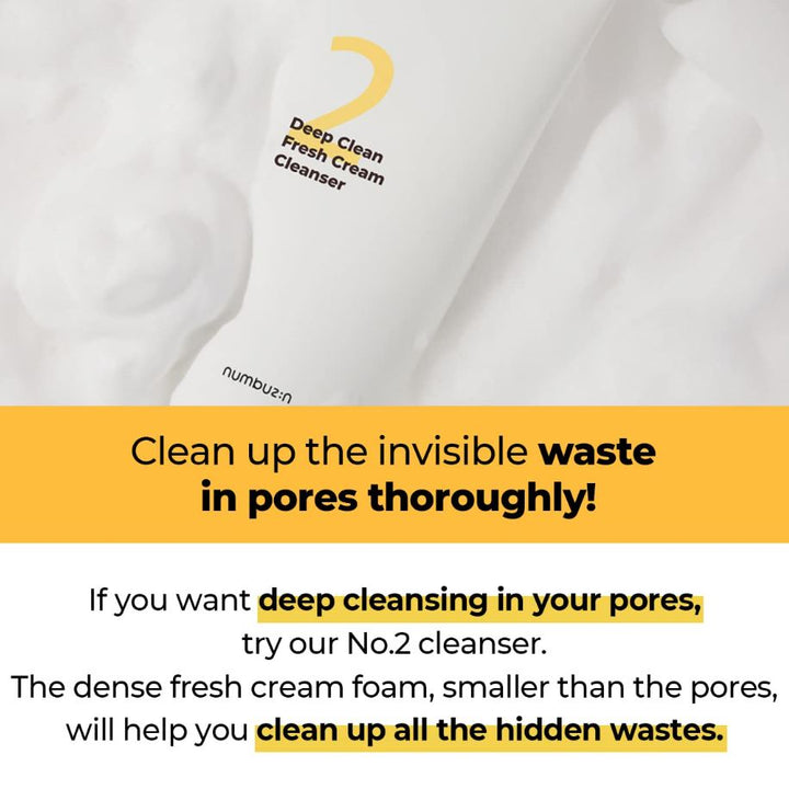 numbuzin No.2 Deep Clean Fresh Cream Cleanser 120ml / 4.05 fl. oz.