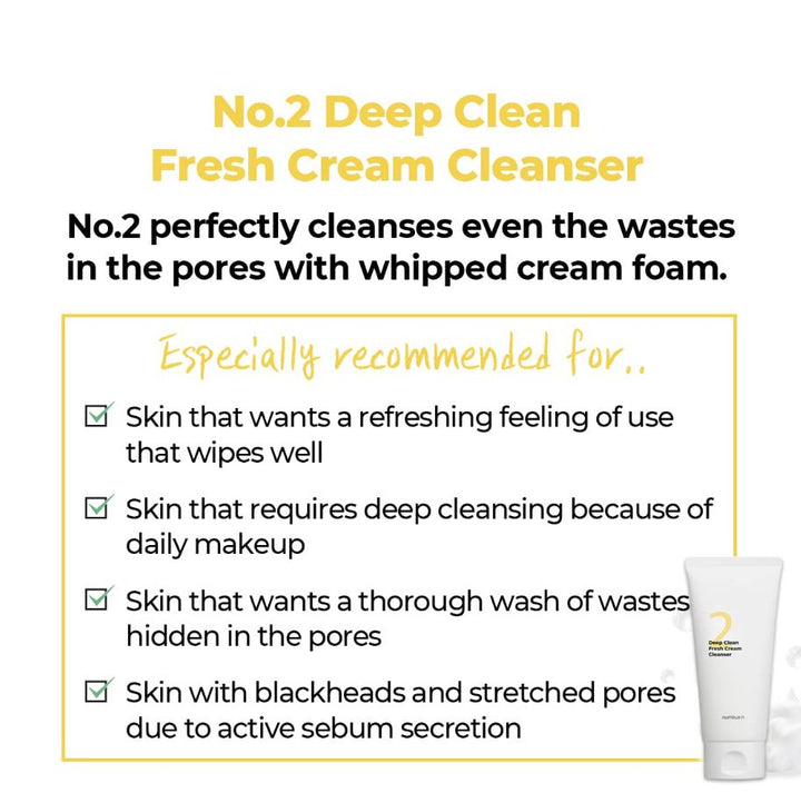 numbuzin No.2 Deep Clean Fresh Cream Cleanser 120ml / 4.05 fl. oz.