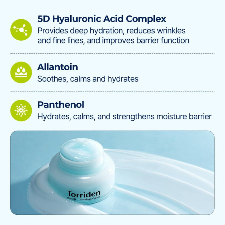 DIVE-IN Hyaluronic Acid Soothing Cream 100ml / 3.38 fl. oz. 2pk