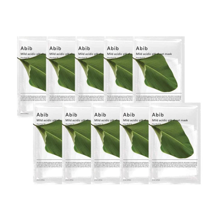 Abib Mild acidic pH sheet mask Heartleaf Fit 10 Sheets