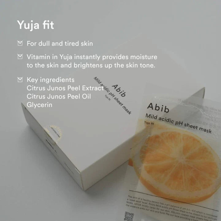 Abib Mild acidic pH sheet mask Yuja Fit 10 Sheets