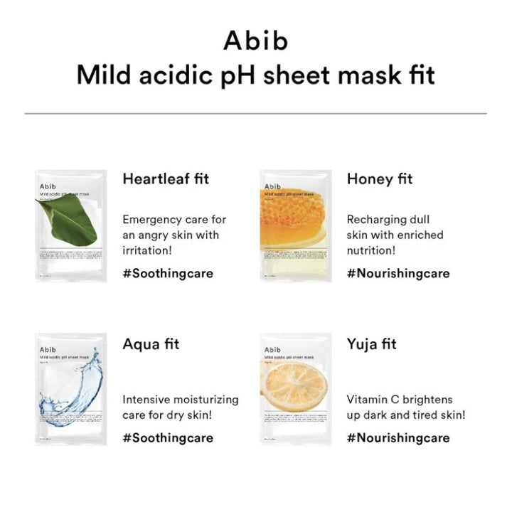 Abib Mild acidic pH sheet mask Yuja Fit 10 Sheets