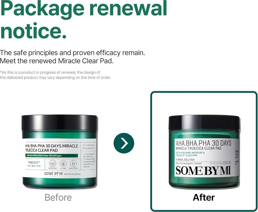 AHA BHA PHA 30 Days Miracle Truecica Clear Pad 70 Pads / 125ml / 4.22 fl. oz.
