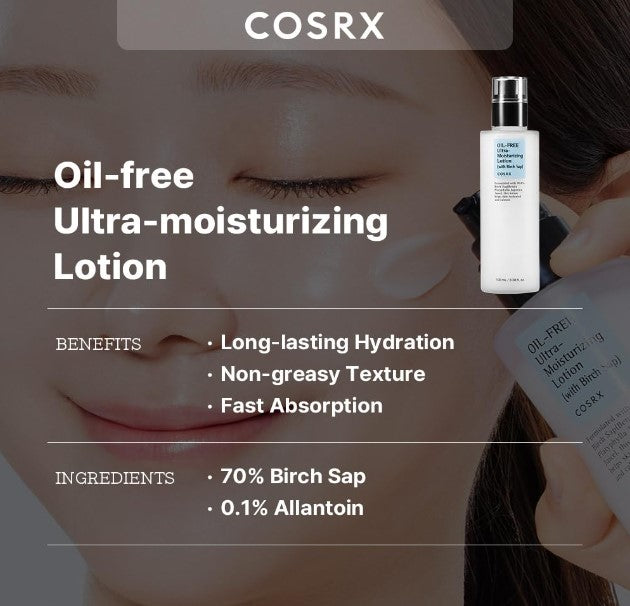 Oil Free Lotion with Birch Sap, Daily Acne Facial Moisturizer 3.38 fl. oz. / 100ml