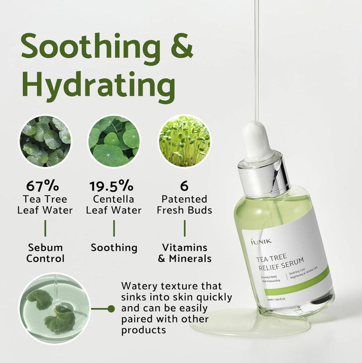 Tea Tree 67% Relief Vegan Facial Serum 50ml / 1.69 fl. oz.