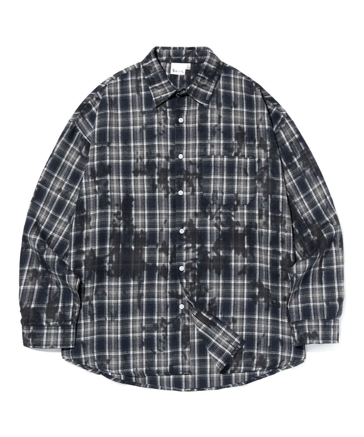 Overfit Vintage washed check shirts - Vintage Navy